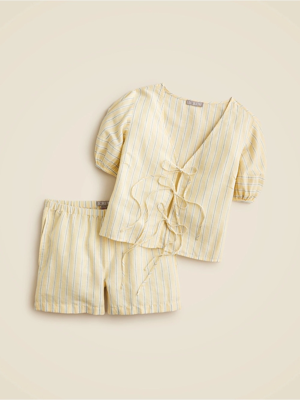 J. Crew linen cotton blend tie front short set